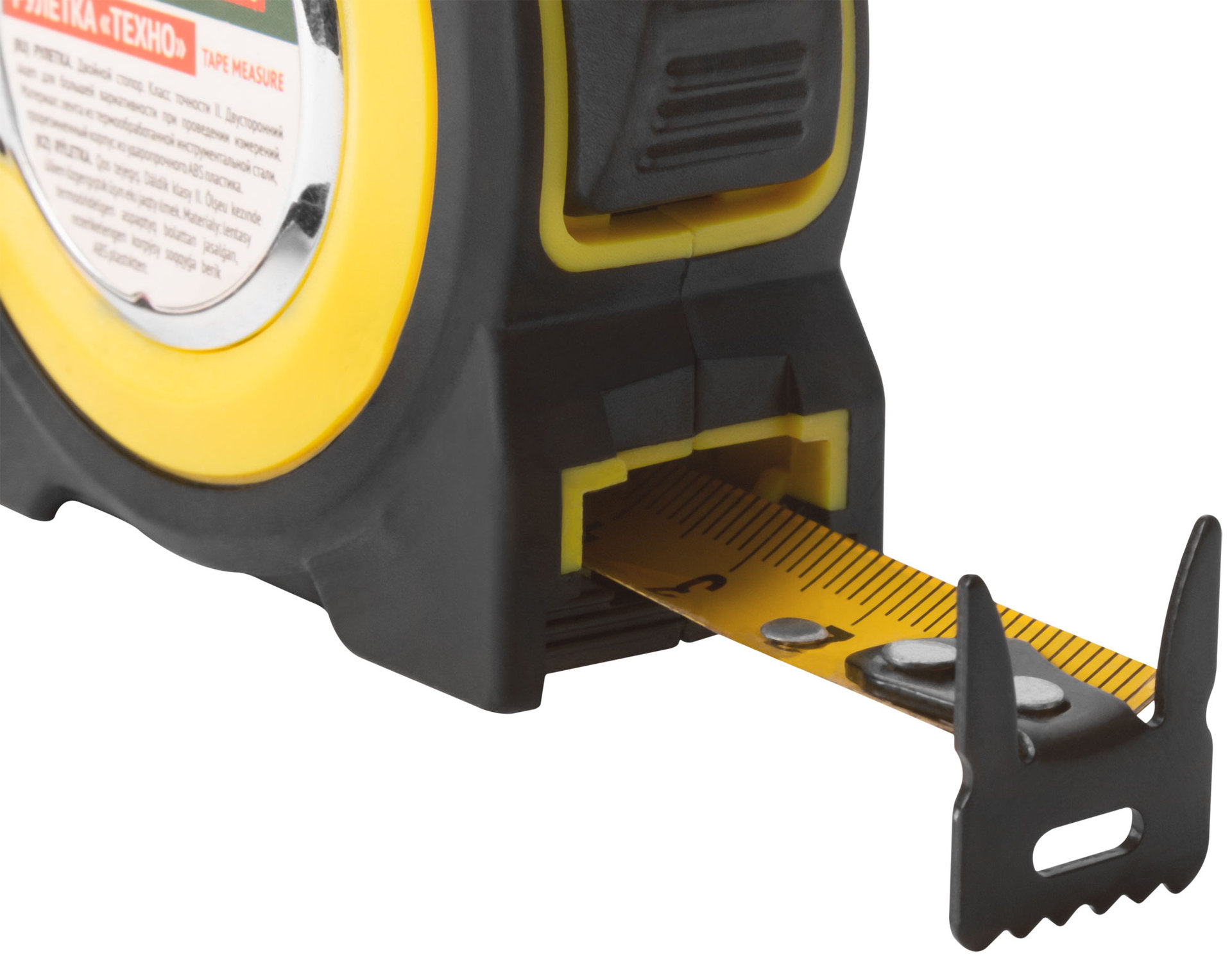 Рулетка прорезиненный корпус, двойной стопор Техно 3 м x 16 мм