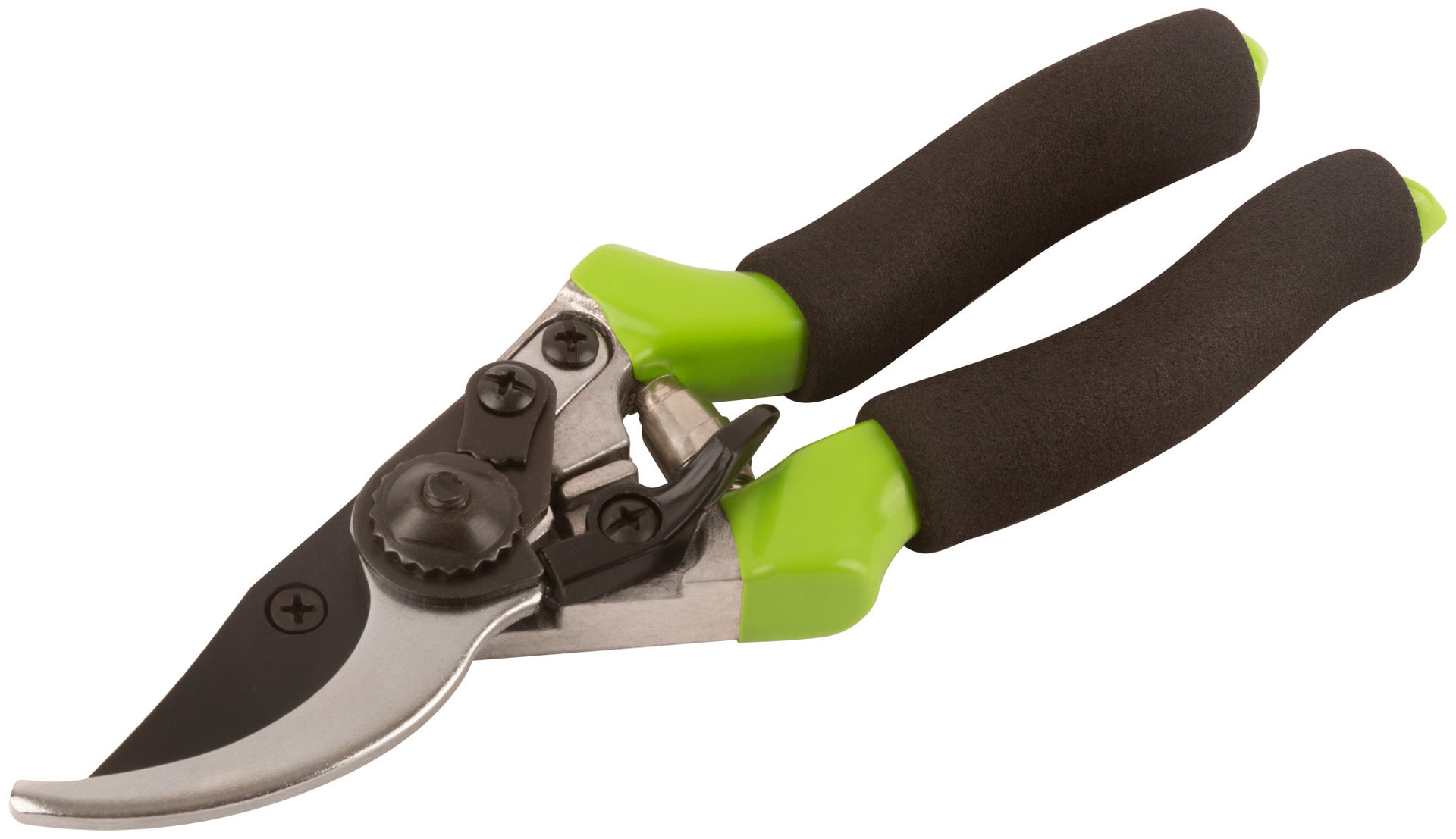 Секатор, режущие кромки внахлест, тефлон.покрытие лезвий, пластик.ручки с мягкими накладками 215 мм (77086)