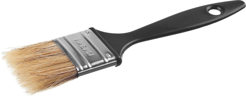 Кисть плоская 38 мм 1.5 светлая смешанная щетина пластиковая ручка все виды ЛКМ СИБИН 01008-038