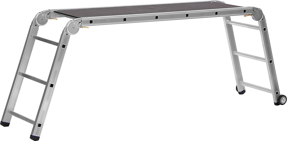 Складные алюминиевые парофессиональные рабочие подмости с колесами и съемной площадкой 3 х 6 х 3 ступени СИБИН ПРП-36 38845