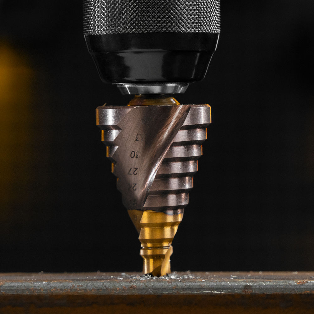 Сверло ступенчатое, 9-12-15-18-21-24-27-30-33-36 мм, Р6М5К5, 6-гр. хвостовик Denzel (723615)