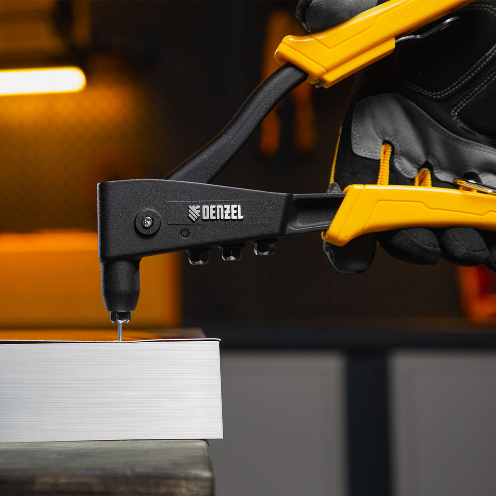 Заклепочник ручной, 255 мм, литой, усиленный, заклепки 2,4-3,2-4,0-4,8 мм Denzel (40441)