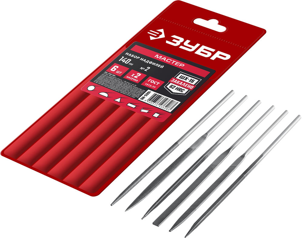 Набор надфилей 6 шт 140 мм в чехле ЗУБР 1605-H6