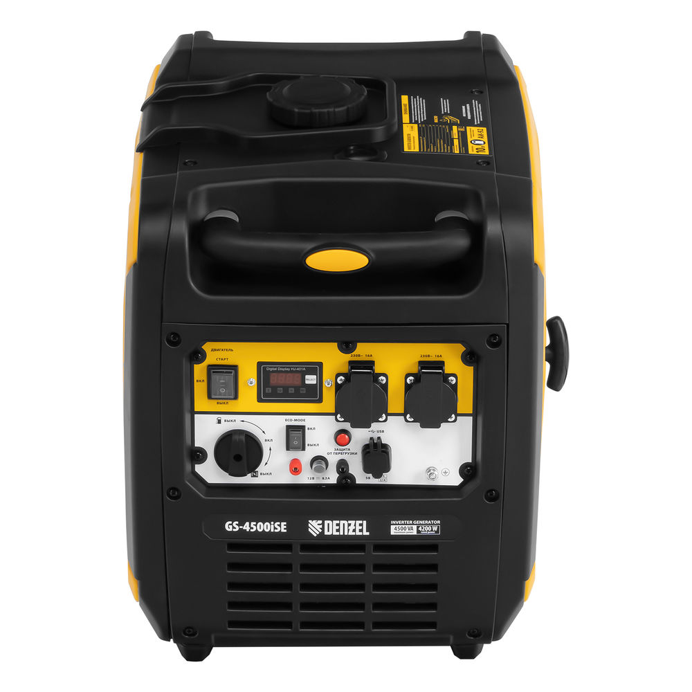 Генератор инверторный GS-4500iSE, 4,5 кВт, 230 В, закрытый корпус, электростартер DENZEL (94714)