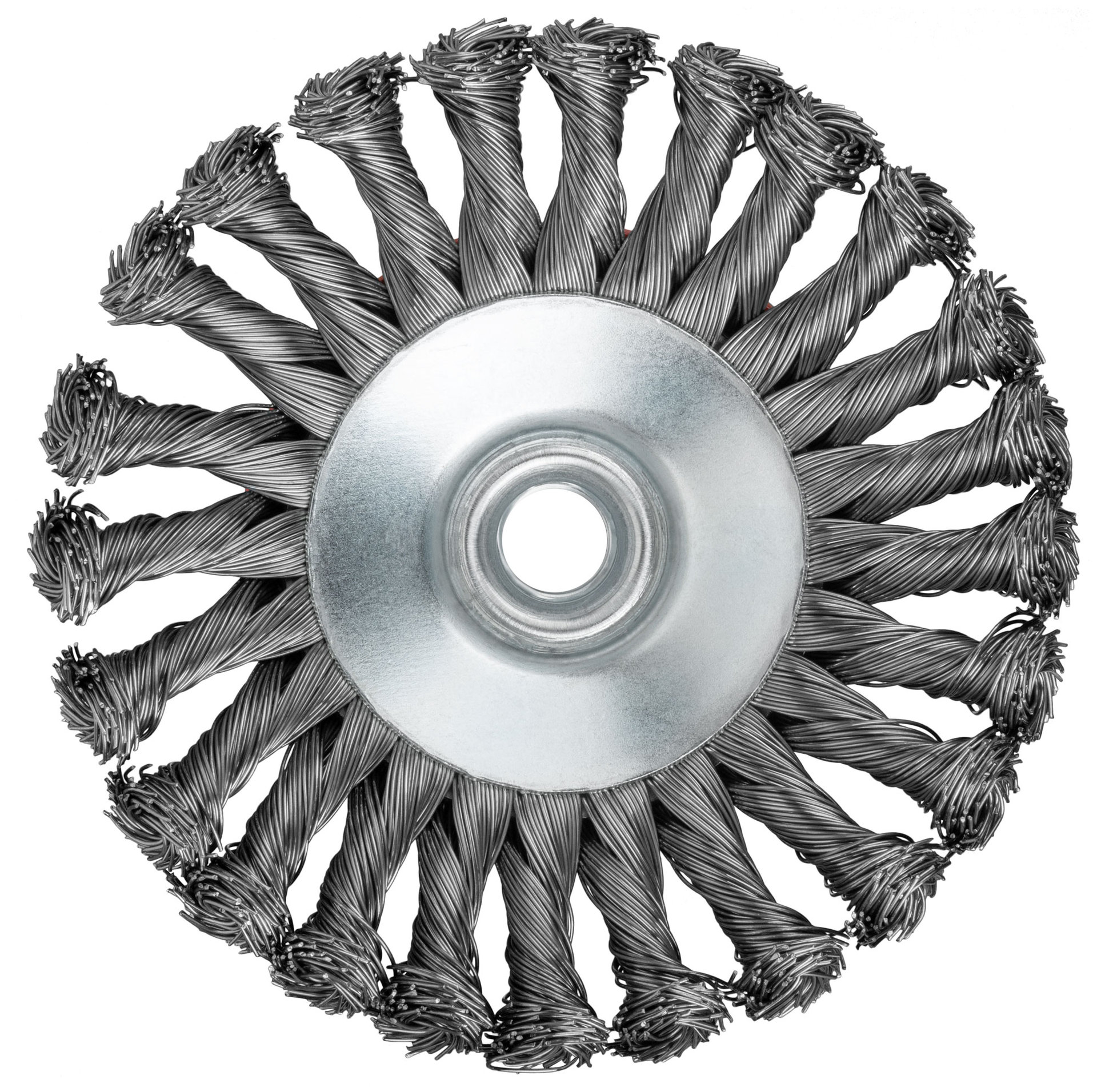 Корщетка-колесо с наклоном, гайка М14, стальная витая проволока 125 мм (39116)