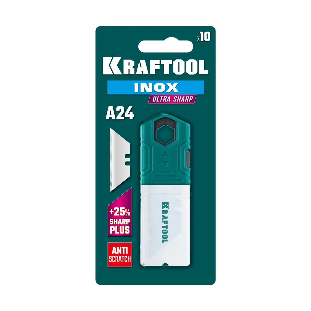 Нержавеющие трапециевидные лезвия INOX-A24, 10 шт KRAFTOOL 09626-S10