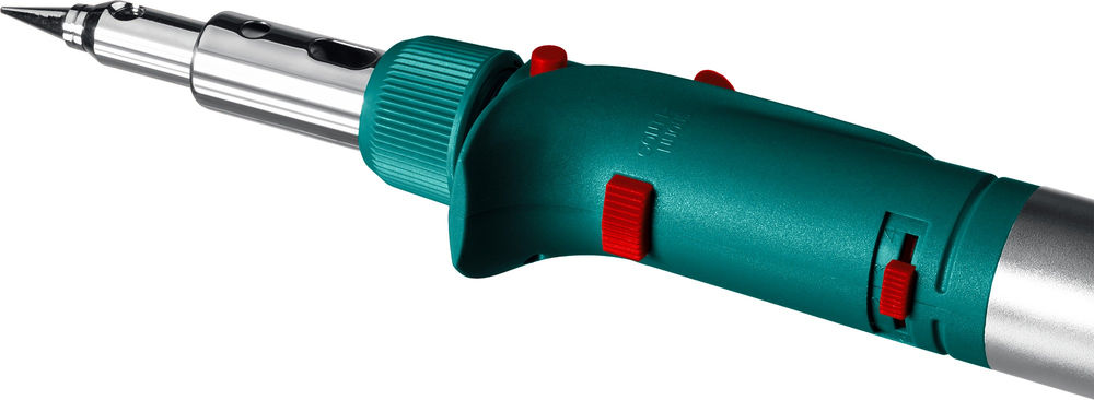 Газовый паяльник SolderGas, 120 K, 30–120 Вт, 1300°С, горелка, фен, пьезоподжиг, набор 10 в 1 KRAFTOOL 55503-H10