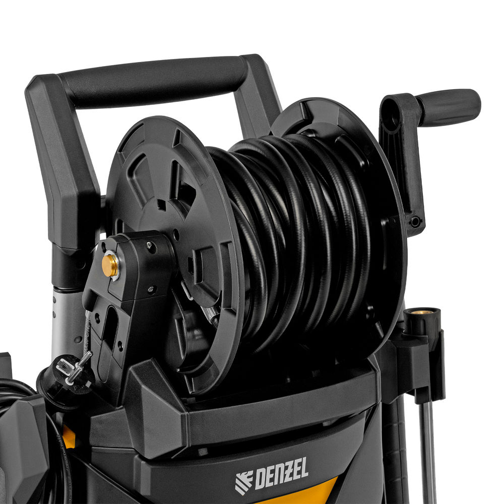 Моечная машина высокого давления R-210iD, 2600 Вт, 210 бар, 8.0 л/мин, асинхронный двигатель, барабан Denzel (58237)