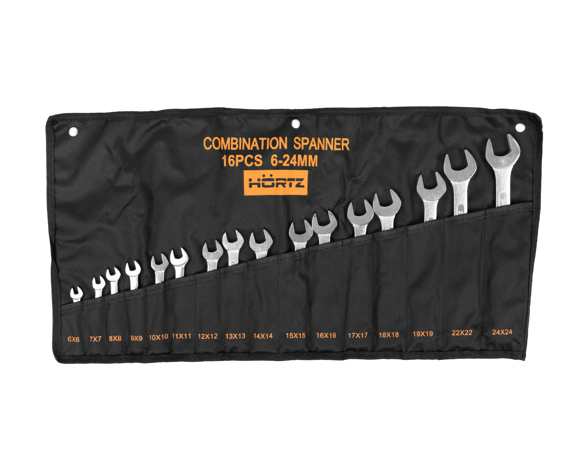 Набор ключей гаечных комбинированных 16 шт. (6-24) хромированных HORTZ