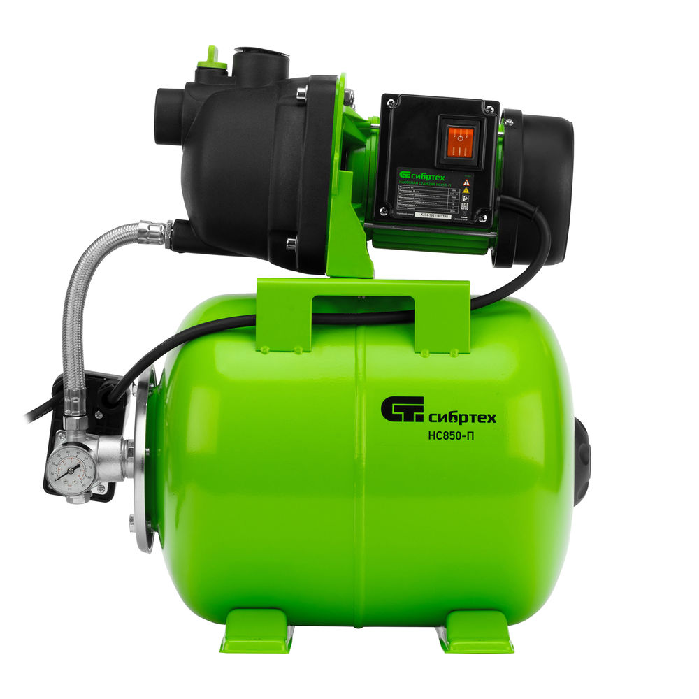 Насосная станция НС850-П, 850 Вт, напор 42 м, 3500 л/ч, ресивер 19 л Сибртех (97248)