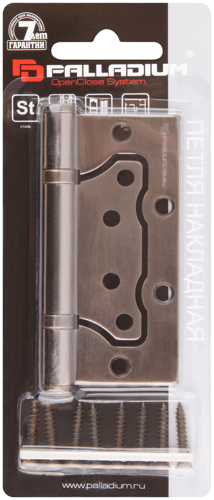 Петля дверная универсальная (без врезки) PALLADIUM 100 мм старая бронза (2ВВ - 100 АВ) (66320)