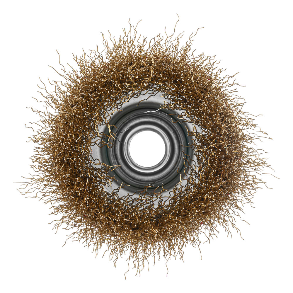 Щетка для УШМ, 75 мм, М14, чашка, латунированная витая проволока Matrix (74604)