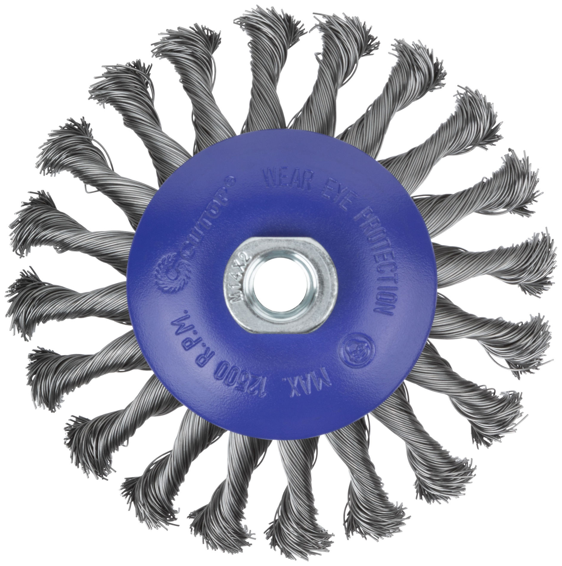 Щетка для УШМ, М14, тип Тарелка, крученая проволока 0,5 мм, 125 мм, блистер, CUTOP Profi (82-907)