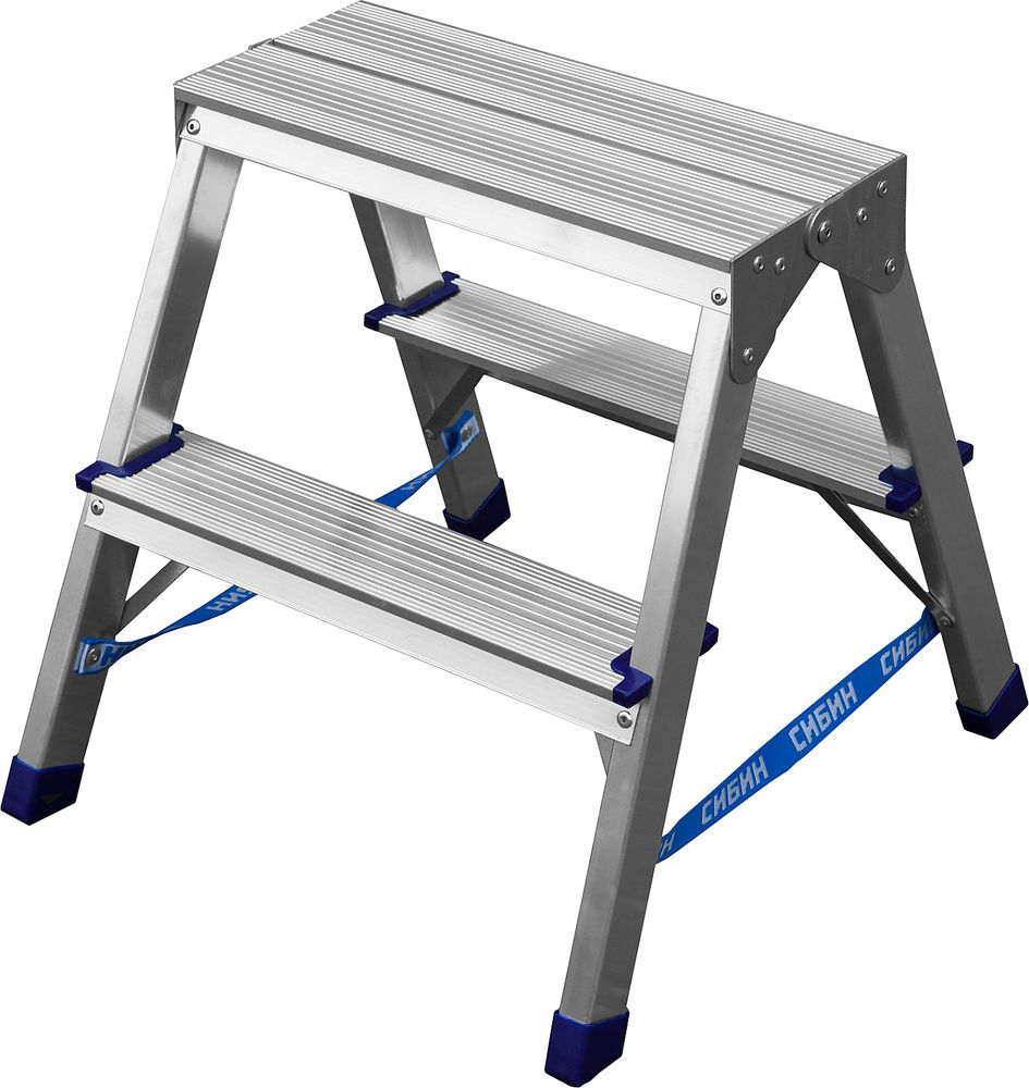 Стремянка двухсторонняя алюминиевая 2 ступени СИБИН 38825-02