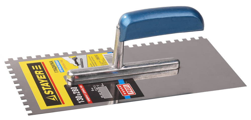 Гладилка штукатурная 130 х 280 мм, зуб 6 х 6 мм Professional STAYER 0802-06