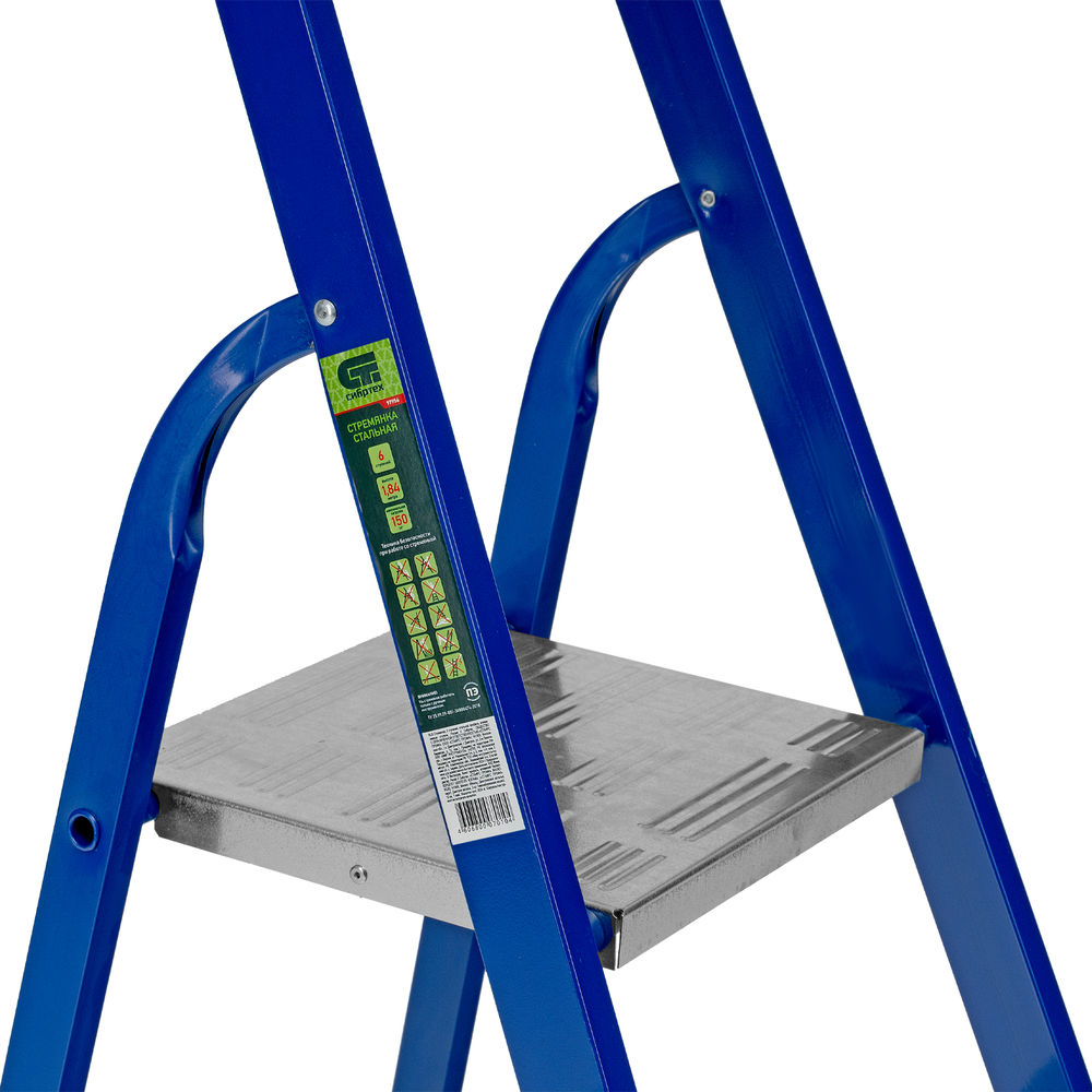 Стремянка, 6 ступеней, стальной профиль, алюминиевые ступени Сибртех (97956)