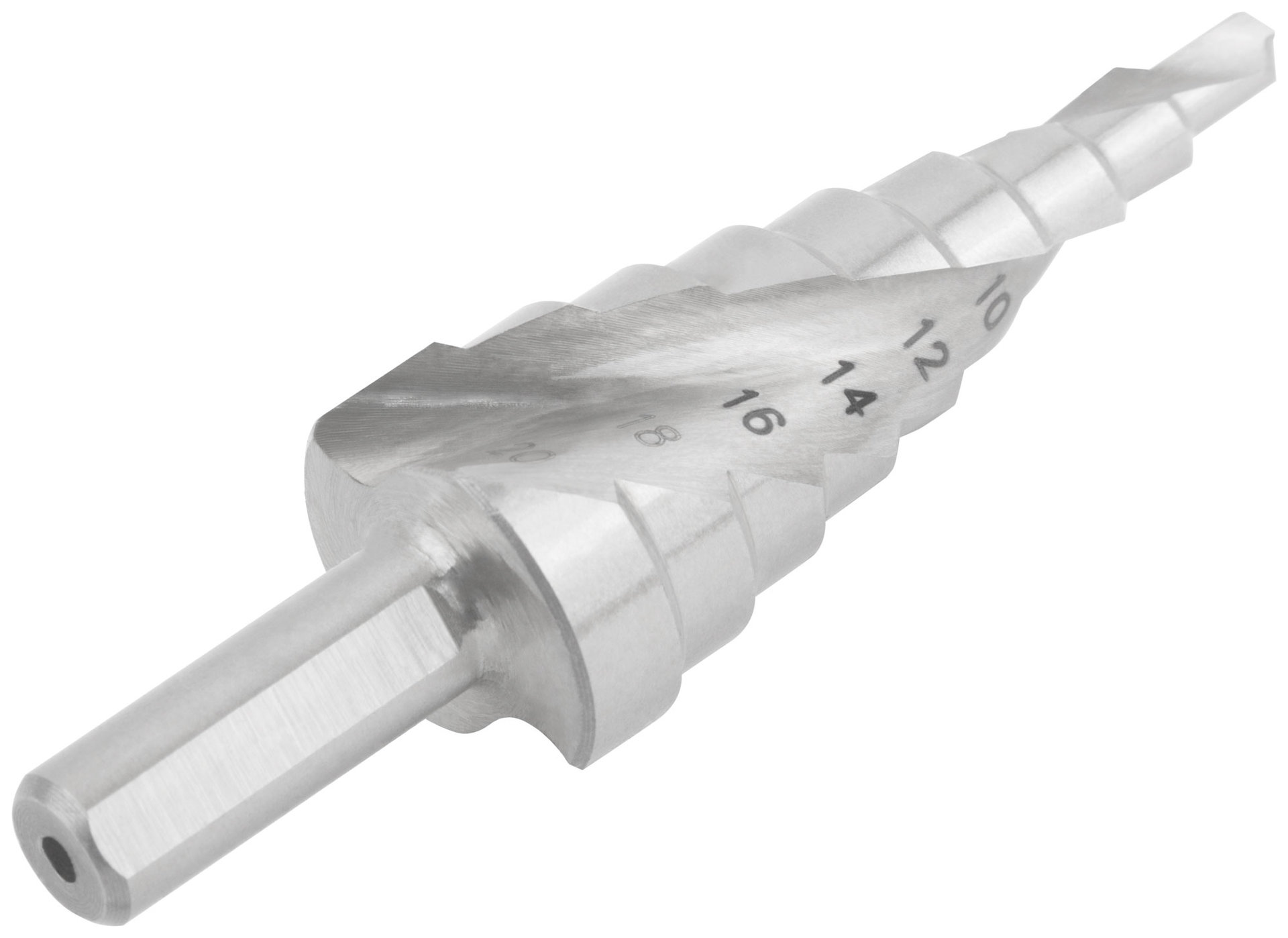 Сверло ступенчатое HSS по металлу, спиральный профиль, 9 ступеней, 4-20 мм