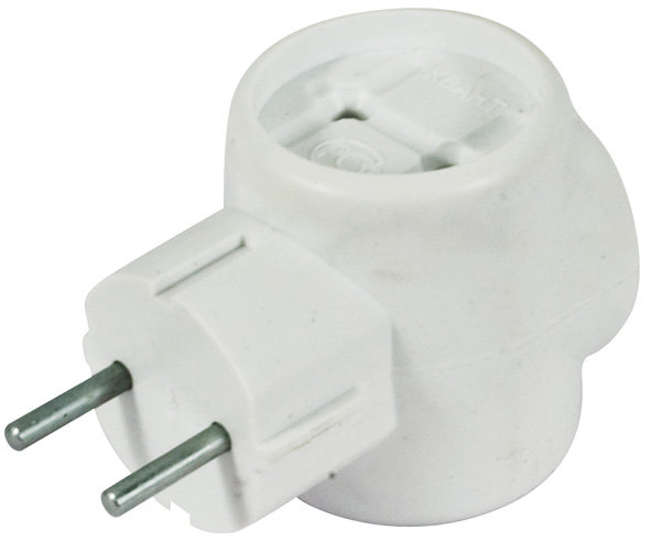 Тройник сетевой, без заземления, полистирол, белый 10 А (84314)