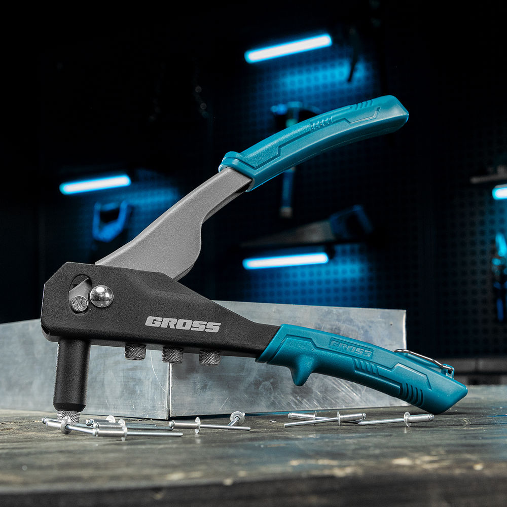 Заклепочник ручной, 260 мм, заклепки 2,4-3,2-4,0-4,8 мм Gross (40415)