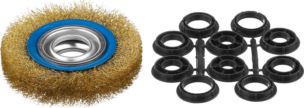 Щетка дисковая для УШМ 125 мм, витая стальная латунированная проволока 0.3 мм ЗУБР Профессионал 35186-125_z01