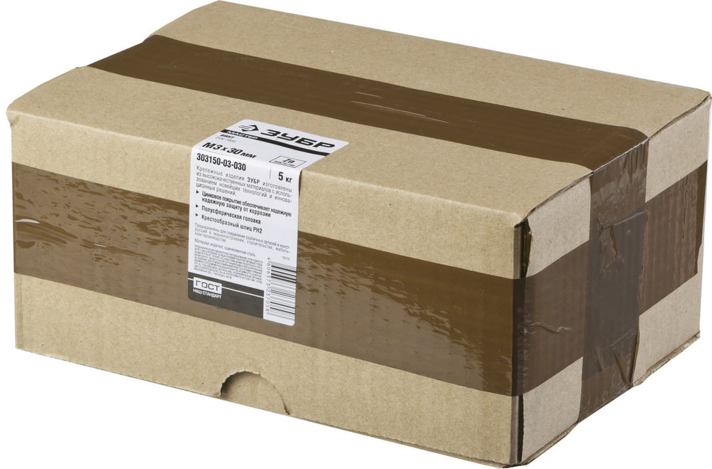 Винт с полусферической головкой M3?30 мм DIN 7985 кл. пр. 4.8 цинк 5 кг ЗУБР 303150-03-030