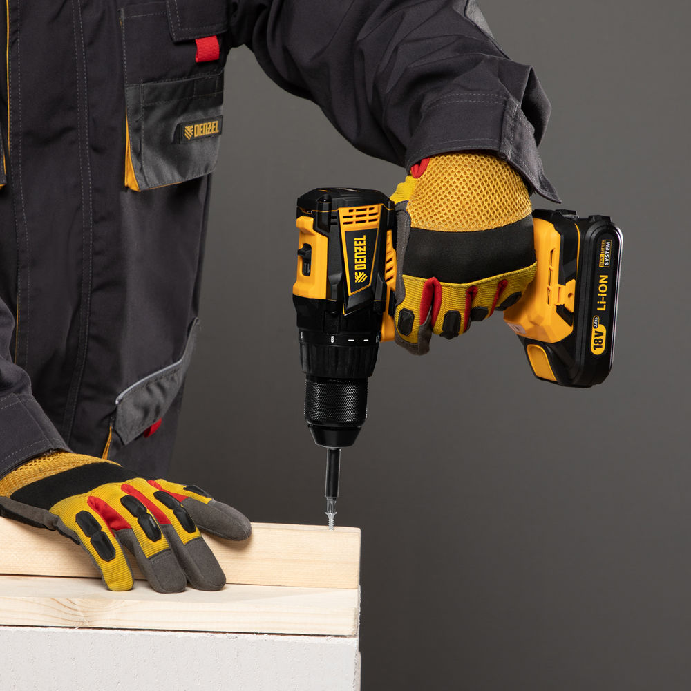 Дрель-шуруповерт аккумуляторная, бесщет. BLDL-IB-18-02, Li-Ion, 18 В, 2 акк. Denzel (26121)