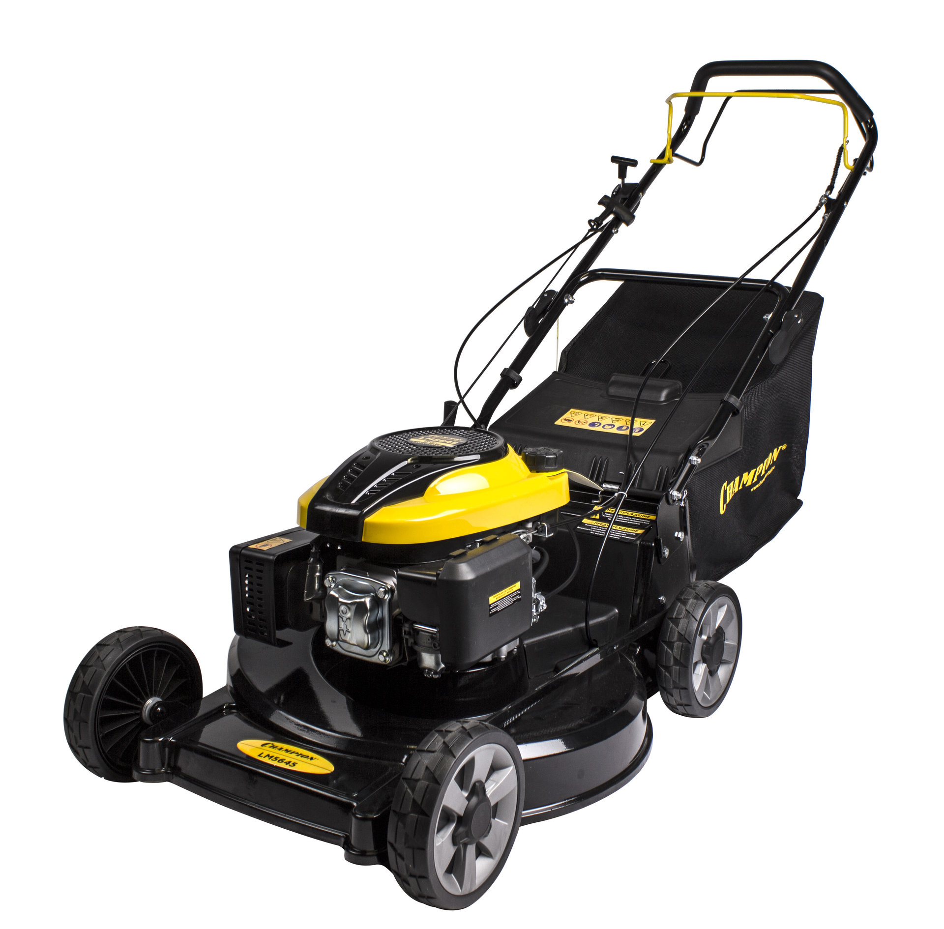 Газонокосилка CHAMPION LM5645 (PRO 4,4кВт привод 560мм 75л 25-80мм 1рычаг/8, 38,2кг3в1) (LM5645)
