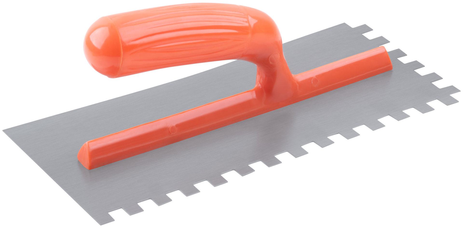 Гладилка стальная с пластиковой ручкой, 280х130 мм зубчатая, зуб 10х10 мм (05139)