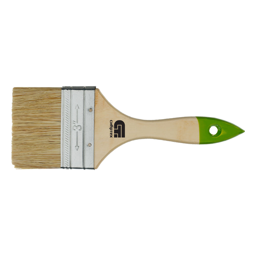 Кисть плоская 75 мм, натуральная щетина, деревянная ручка Сибртех (82265)