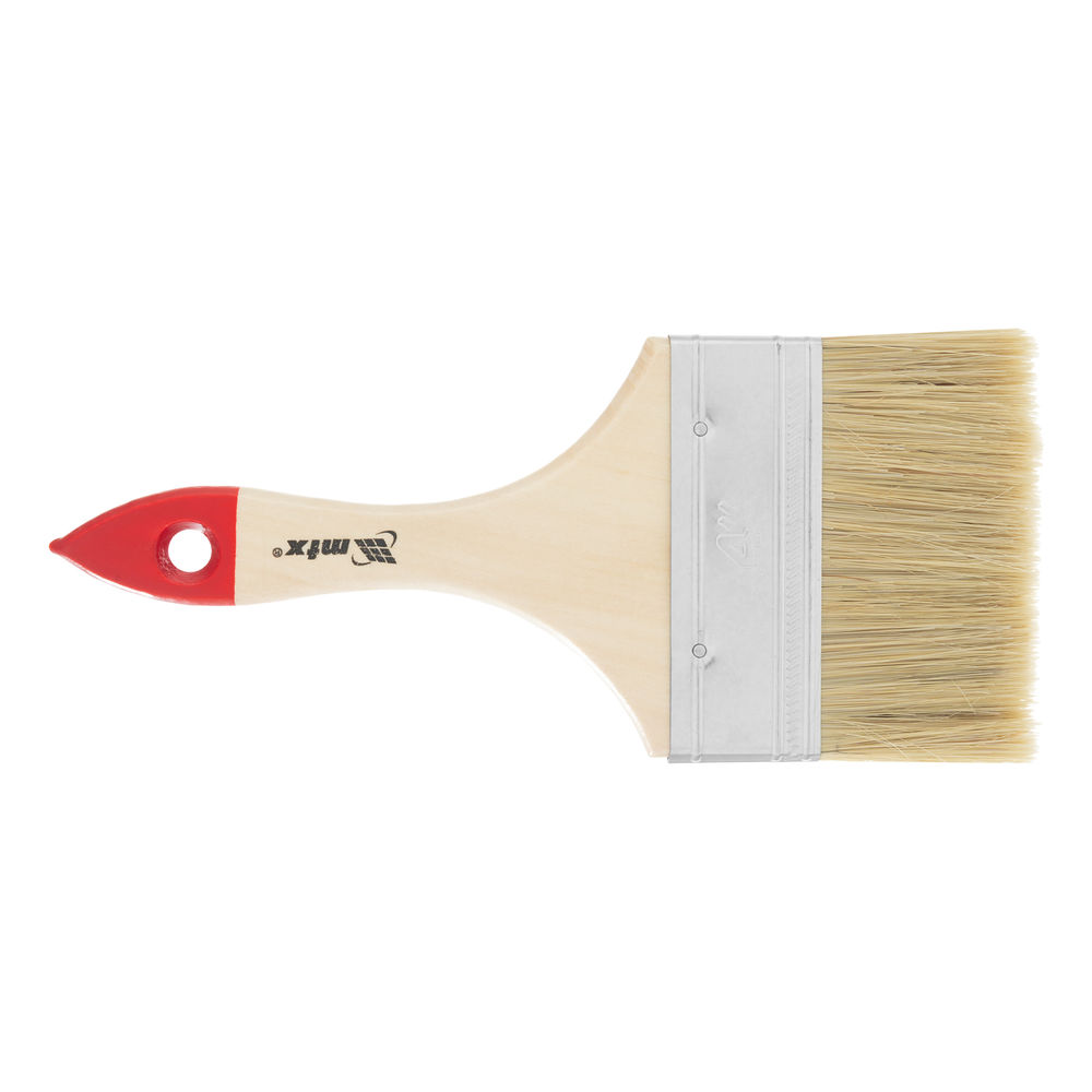 Кисть плоская Стандарт 4 (100 мм) натуральная щетина, деревянная ручка MTX (82545)