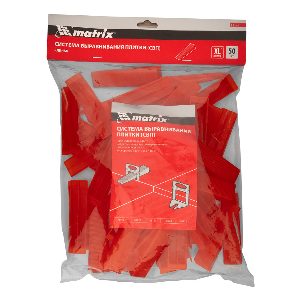 Клин для системы выравнивания плитки СВП Ворота XL, 50 шт. в пакете Matrix (88123)
