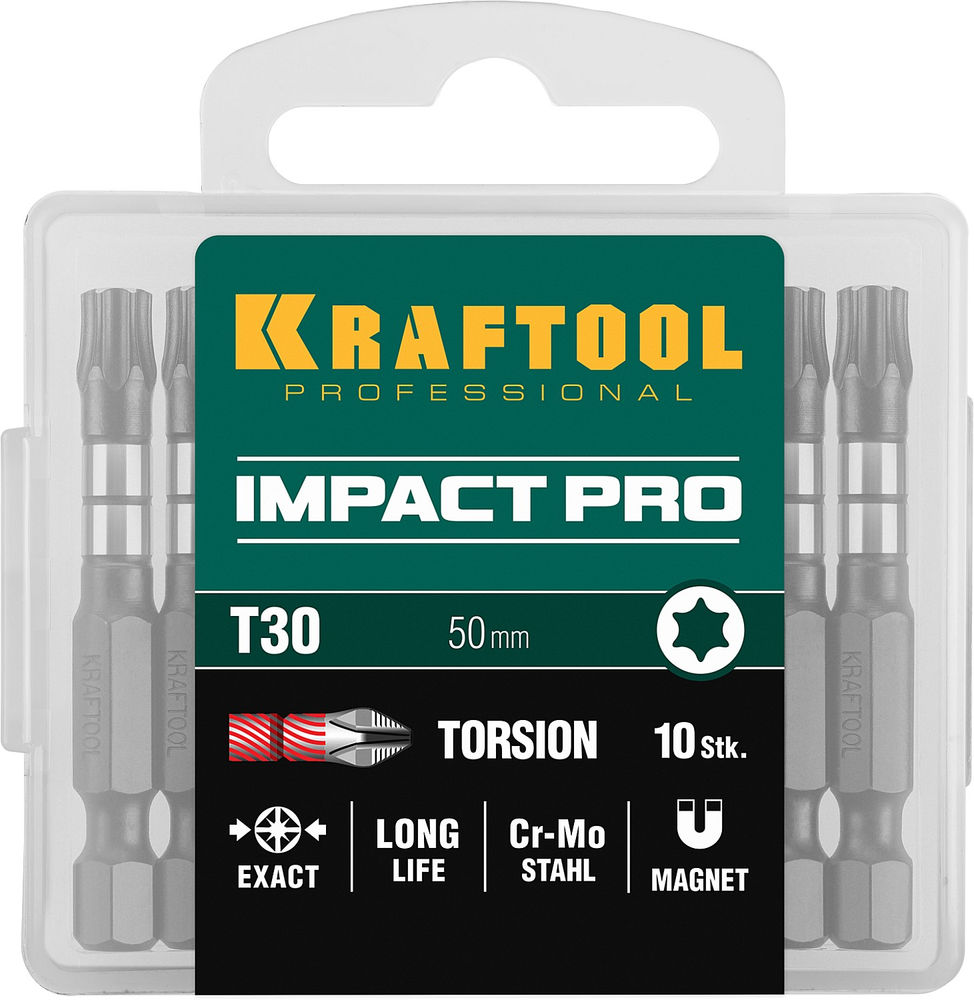 Ударные биты Impact TX30, 50 мм, 10 шт KRAFTOOL 26195-30-50-S10