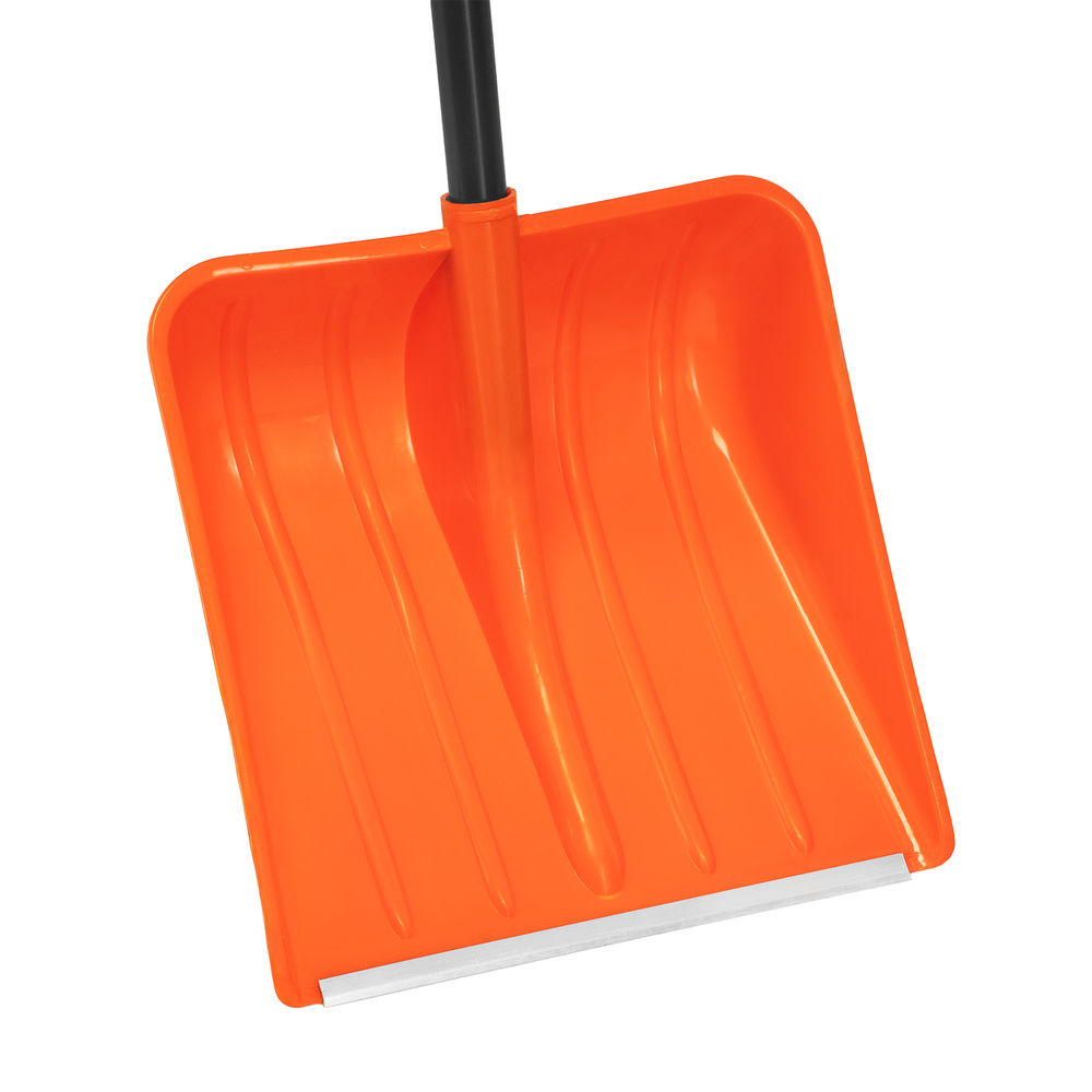 Лопата для уборки снега пластиковая, 400х405х1380 мм, стальной черенок, усиленная Сибртех (61666)