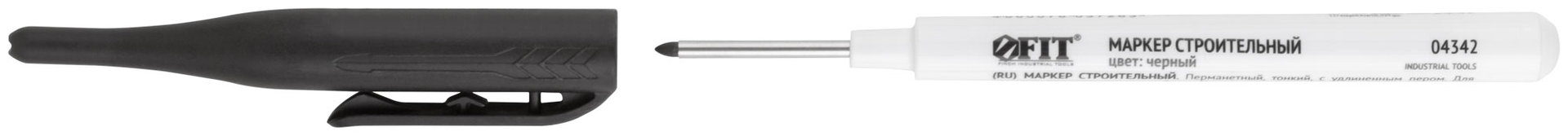 Маркер строительный перманентный, тонкий, удлиненное перо, черный (04342)