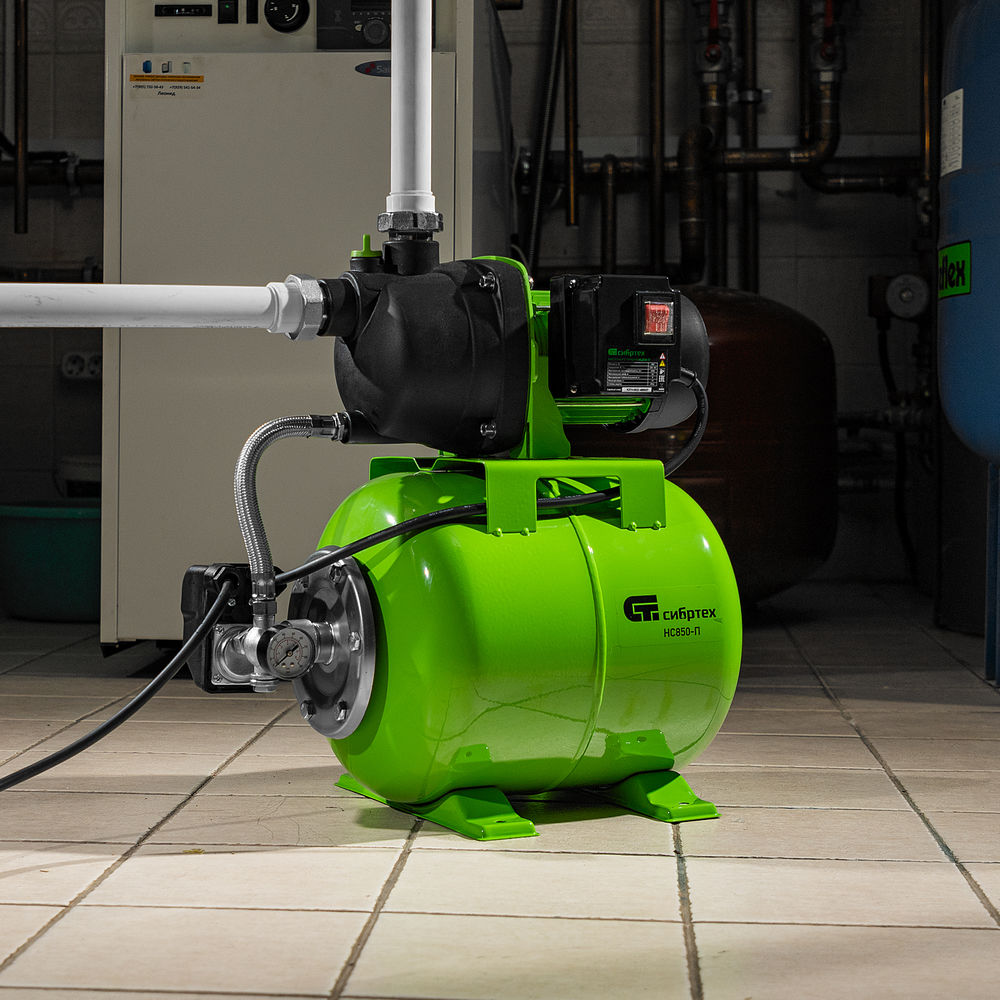 Насосная станция НС850-П, 850 Вт, напор 42 м, 3500 л/ч, ресивер 19 л Сибртех (97248)