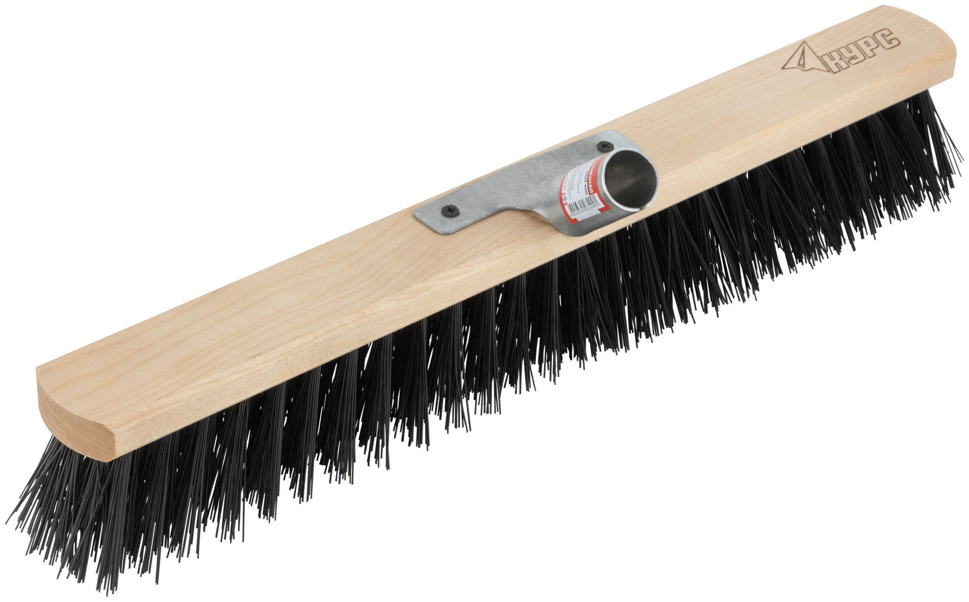 Щетка уличная деревянная, жесткая щетина, металлическая тулейка под углом, 5-ти рядная, 500 мм (68050)
