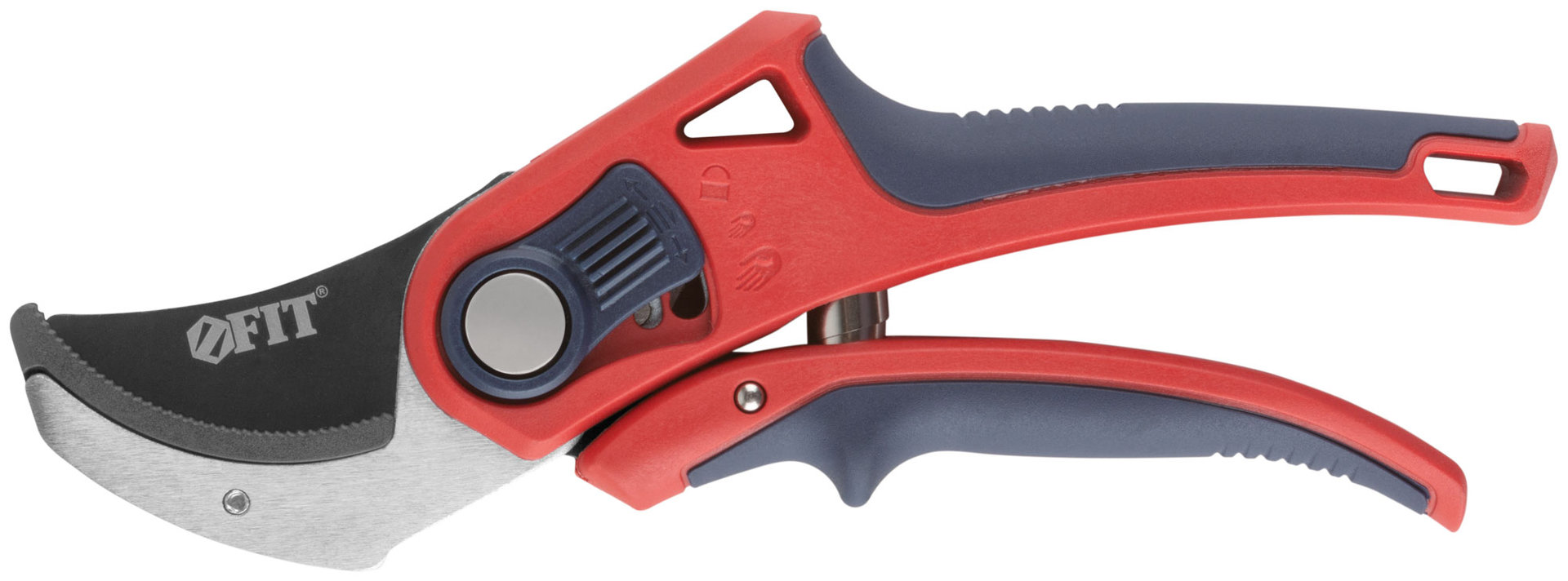 Секатор, режущие кромки встык с наковальней, регулир. раскрытия, ленточная пружина, прорезин. ручки 210 мм (77091)