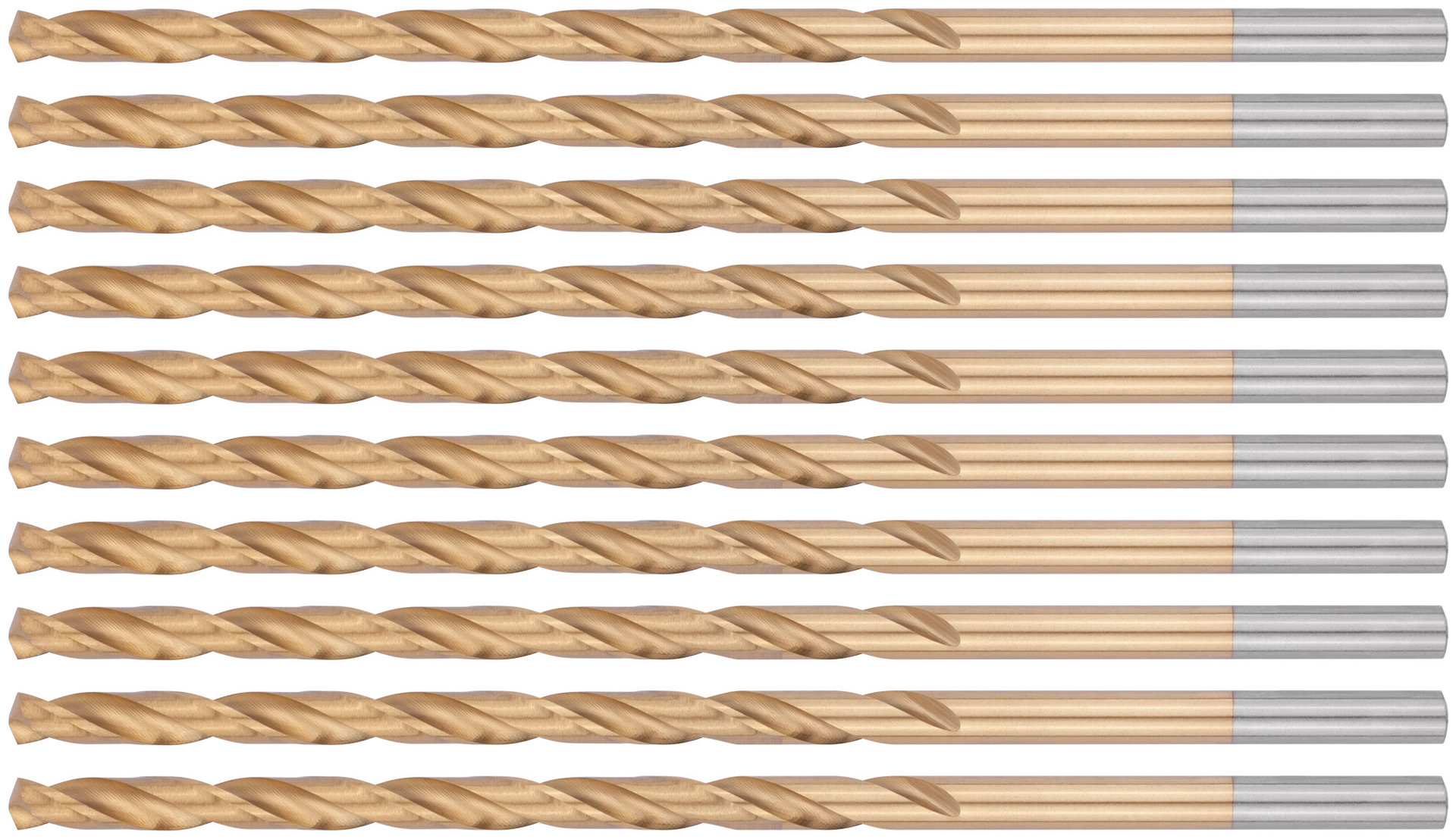 Сверла HSS по металлу, удлиненные, титановое покрытие 5,0х132 мм (10 шт.) (34250)