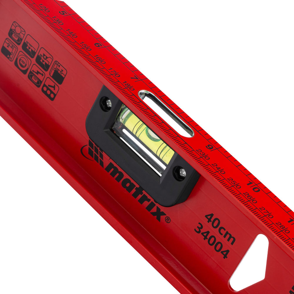 Уровень алюминиевый Рельс, 400 мм, 3 глазка, усиленный Matrix (34004)