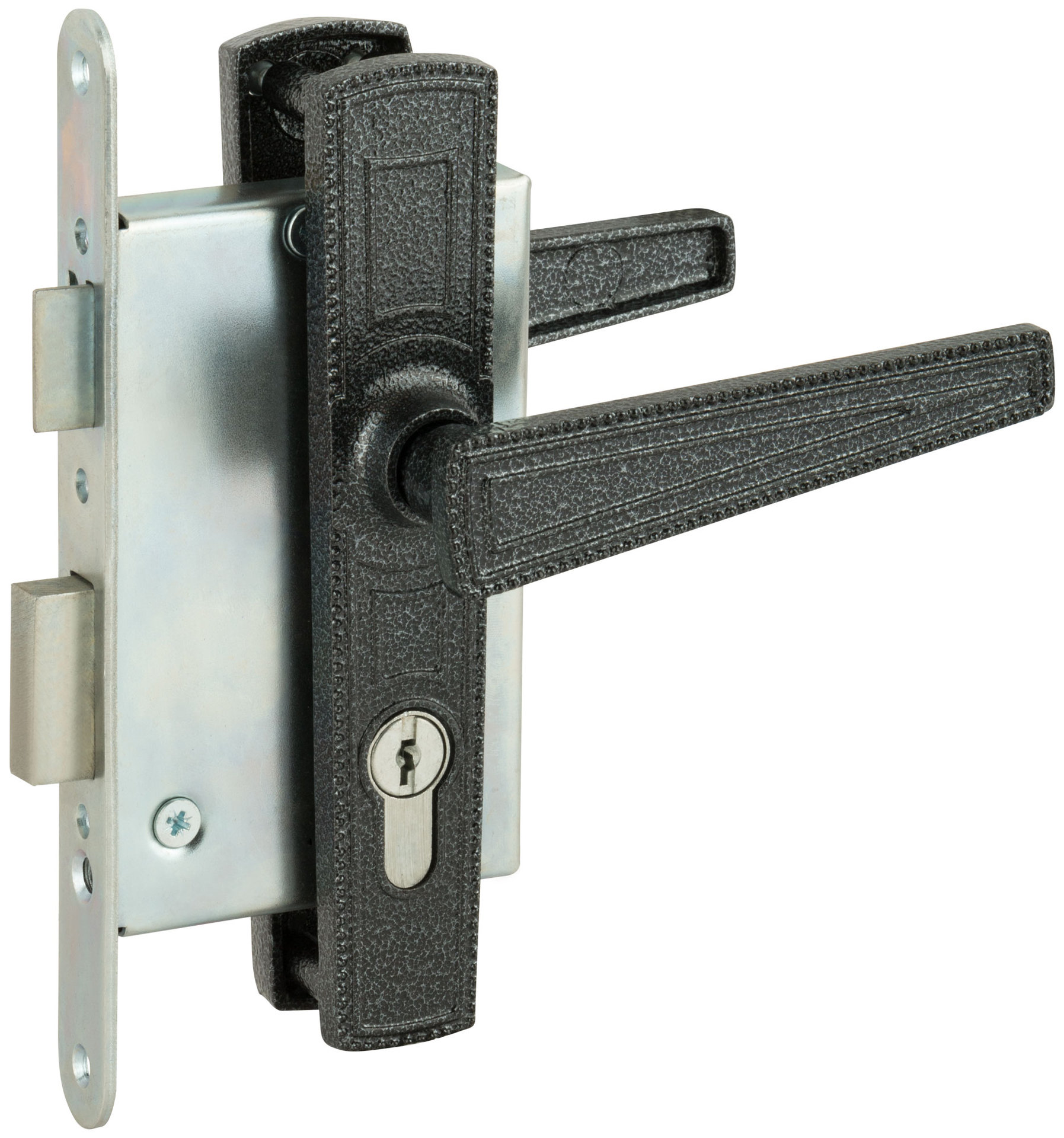 Замок врезной с ручками Зенит ЗВ4-3.01, серебро (67001)