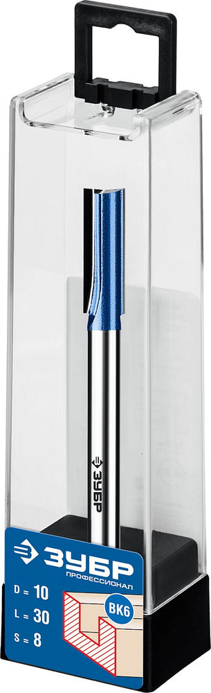 Фреза пазовая прямая 10?30 мм с нижними подрезателями хвостовик 8 мм ЗУБР Профессионал 28755-10-30