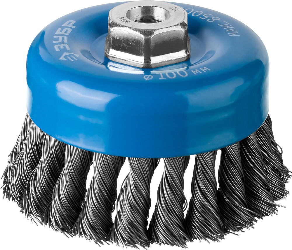 Щетка-крацовка чашечная для УШМ 100 мм, стальная проволока 0.5 мм ЗУБР Профессионал 35275-100_z02