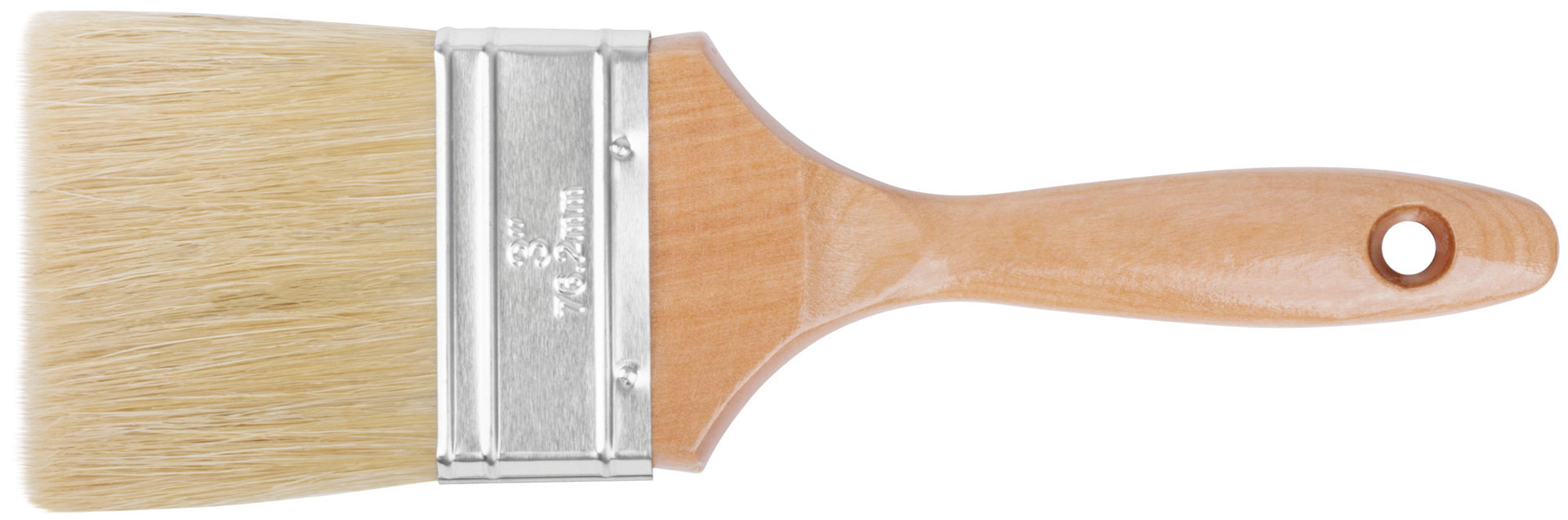 Кисть флейцевая Профи, натур.светлая щетина, деревянная ручка 3 (75 мм) (01117)