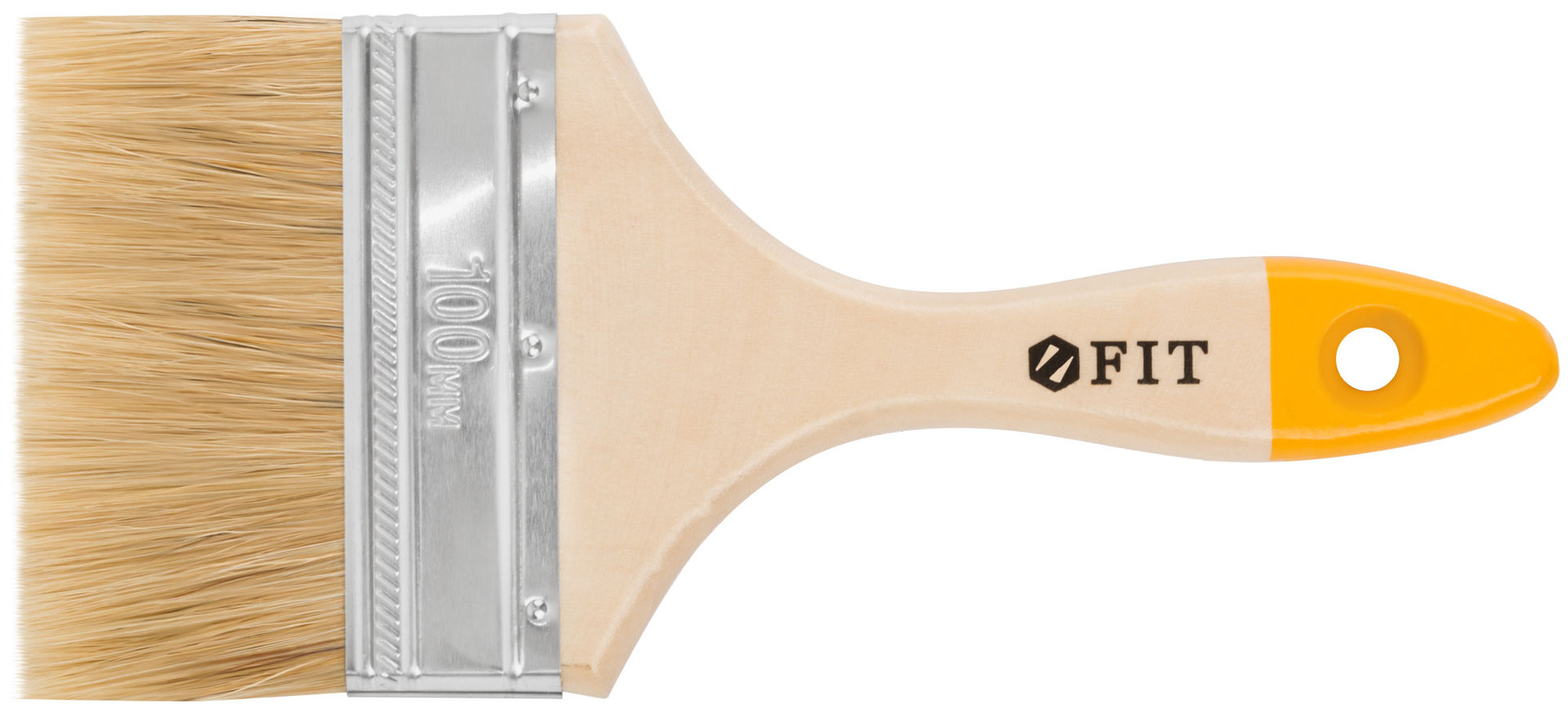 Кисть флейцевая Стандарт-Плюс, натур.светлая щетина, деревянная ручка 4 (100 мм) (01048)