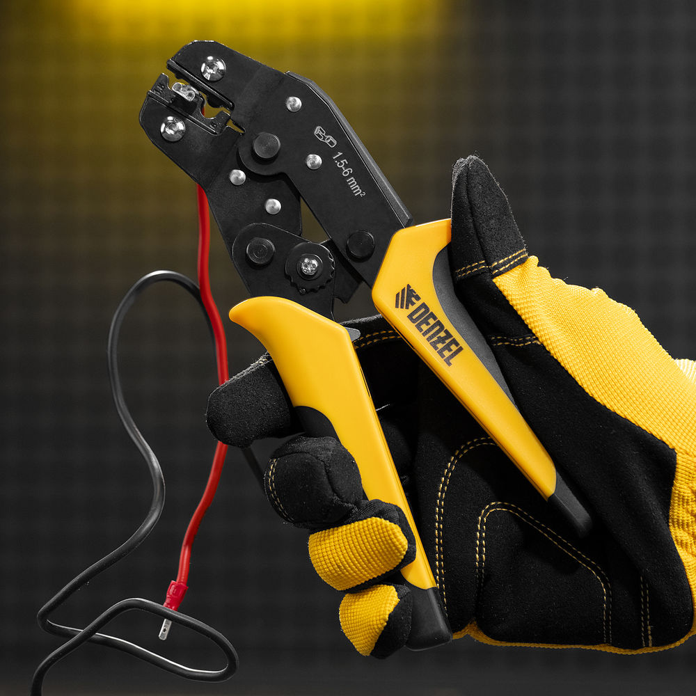 Клещи для обжима неизолированных наконечников НК и НВ, разъемов РП, 1,5 - 6 мм2 Denzel (17746)