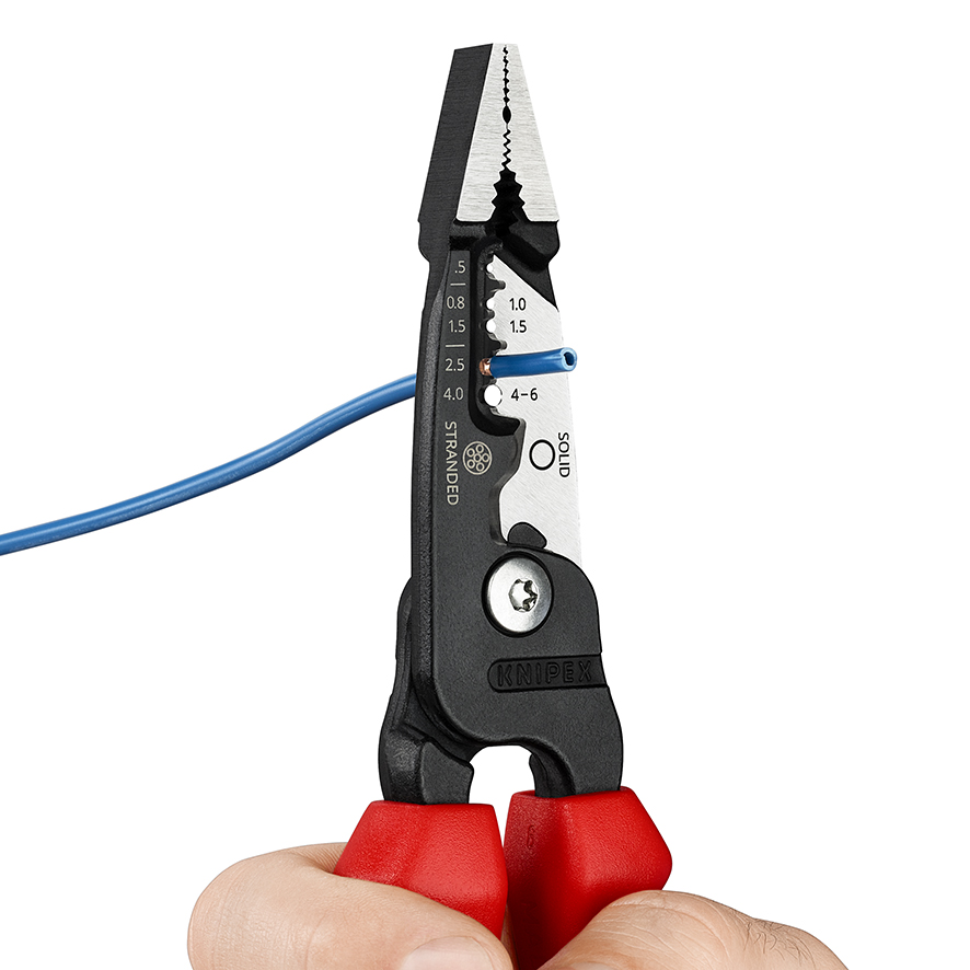 Клещи электромонтажные 5-в-1 зачистка 0.75 – 4 / 6 мм? рез O 15 мм / 50 мм? 200 мм фосфатированные 2-комп ручки KN-1372200ME