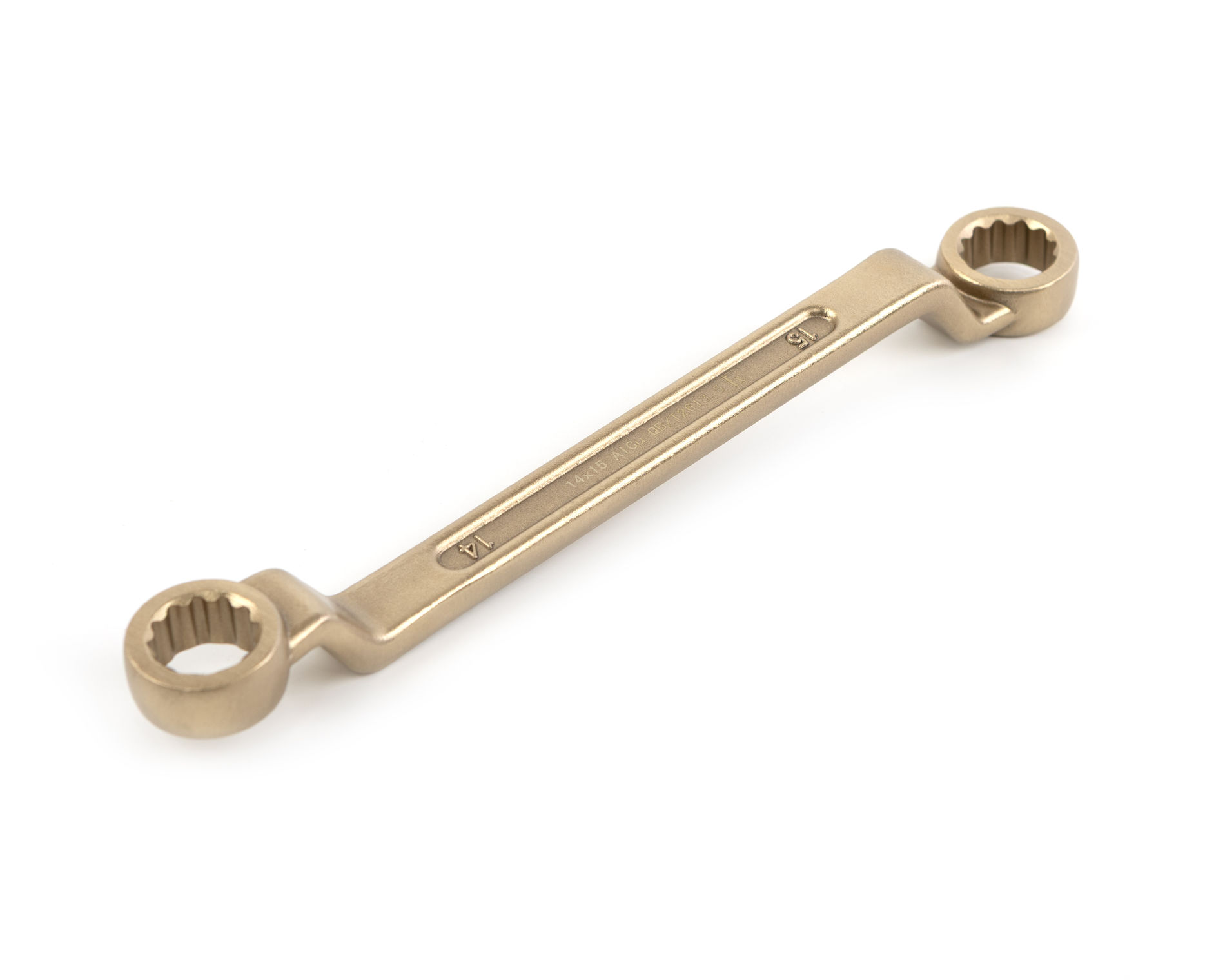 Ключ гаечный накидной двусторонний коленчатый 14х15 искробезопасный сплав AlCu 151-1415, HORTZ