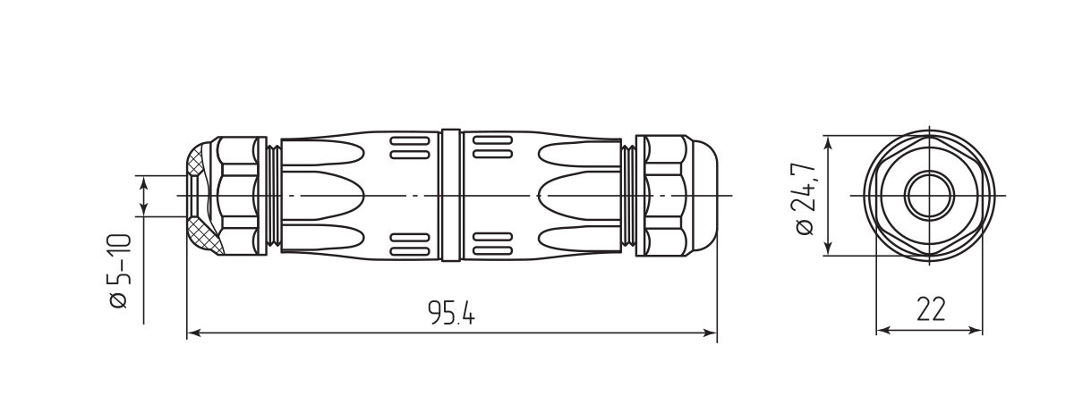 Коннектор кабельный I-образный FFC-26/2P-IP68 (Fortisflex) (101767)