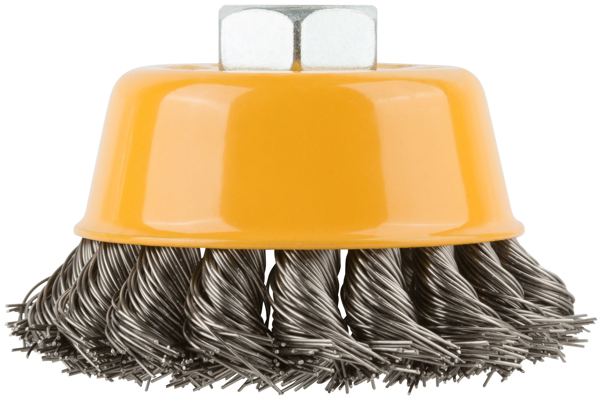 Корщетка-чашка, гайка М14, витая проволока, нержавеющая сталь 75 мм (38847)