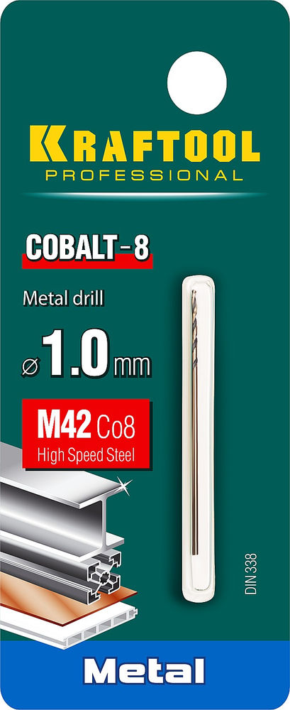 Сверло по металлу 1.0 х 40 мм сталь М42, HSS-Co(8%) COBALT-8 KRAFTOOL 29656-1